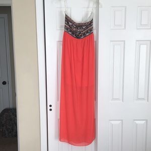 Strapless boho maxi